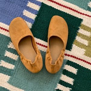 Camper Suede Glove Ballet Flats in Mustard Yellow 38
